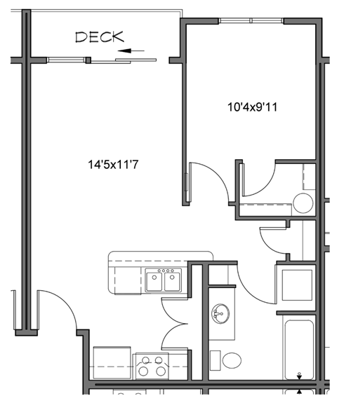 a floor plan of a small floor plan with a bedroom and a bathroom